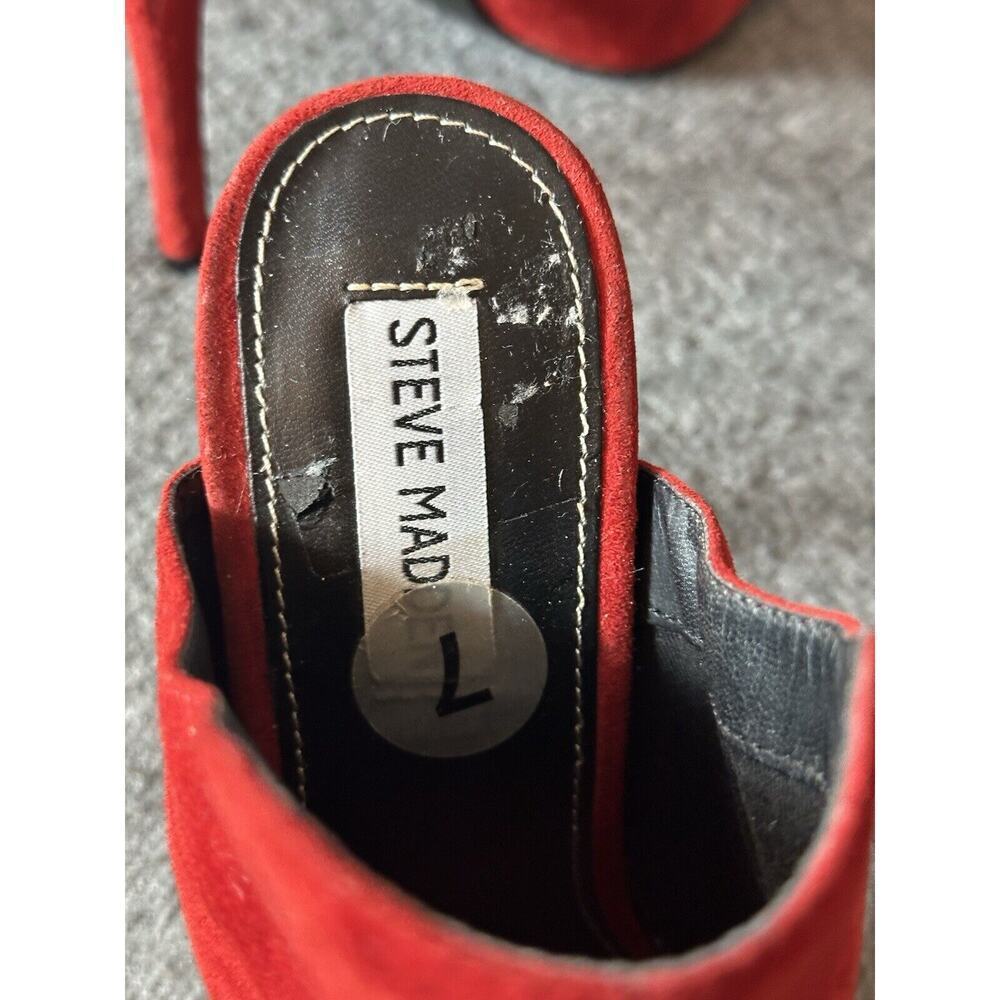 Steve Madden Shoes Womens 7 Red Suede Leather SOOKI High Heel Open Toe Stiletto - Picture 11 of 15